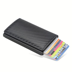 Carbon Fiber Credit Card Holder Wallet Rfid Metal Thin Slim Pop Up Minimalist