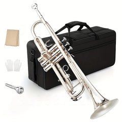 Professional Silver Trumpet B flat Brass Nickel Tube Body Playing Trumpet