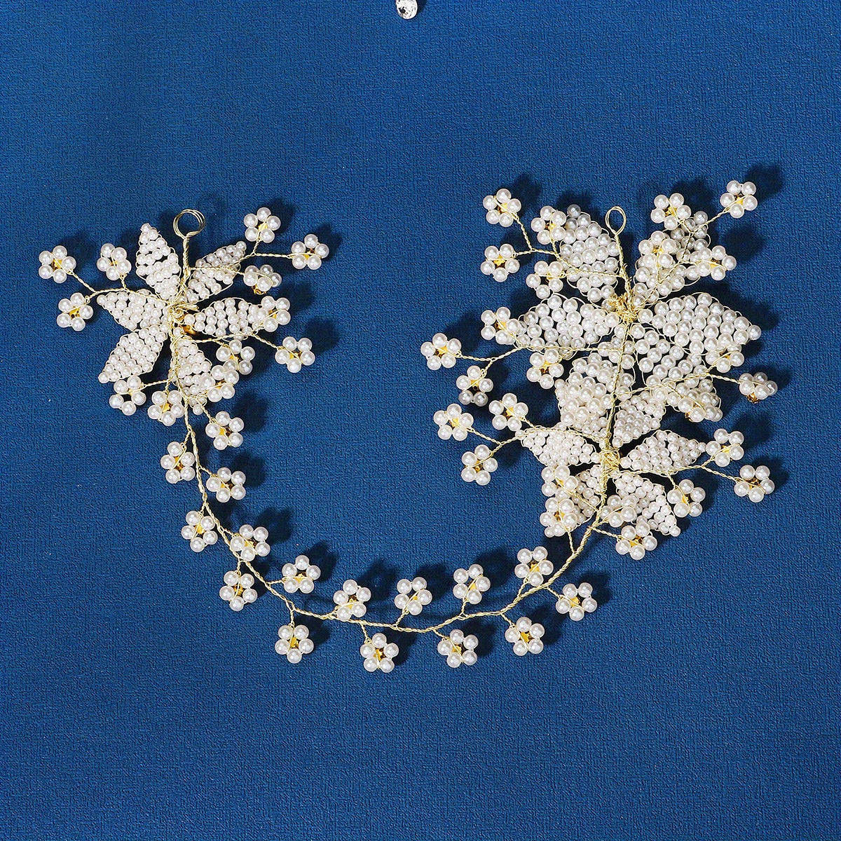 Bridal Headband Rhinestone Faux Pearl Beaded Headband Floral Head Accessories