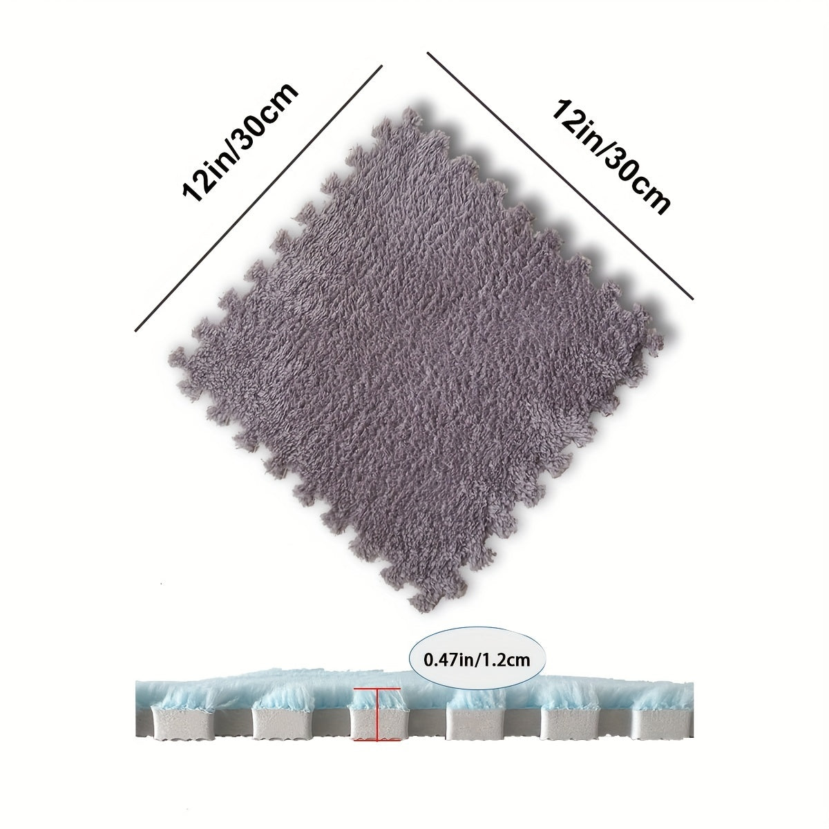 10pcs Foam Puzzle Floor Mat Interlocking Fluffy Flooring Tiles Soft Rugs