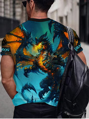 Dragon Print Men's Short Sleeve T-shirt Graphic Tee Men's Summer Clothes