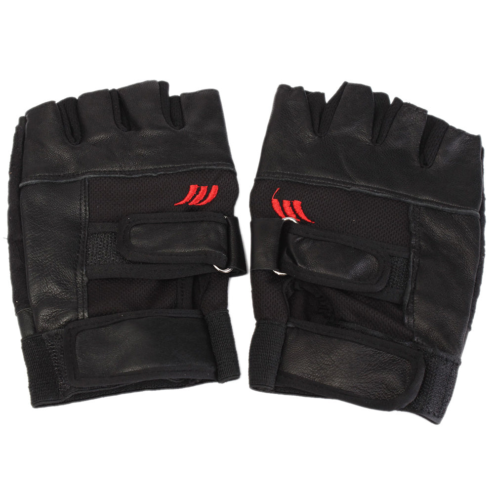 Men's PU Leather Gym Gloves with Wrist Wrap - Fitness & Training
