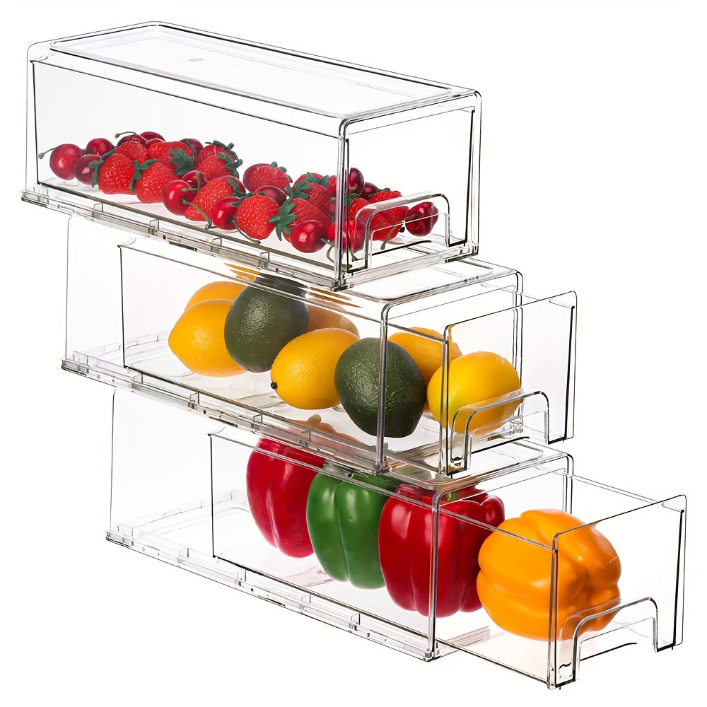 Clear Plastic Refrigerator Storage Box for Fruits Vegetables Drinks Organizers