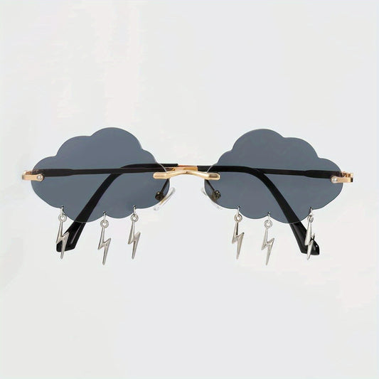 Cloud Rimless Sunglasses Ombre Lens Tassel & Rivet Decor UV400