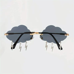 Cloud Rimless Sunglasses Ombre Lens Tassel & Rivet Decor UV400