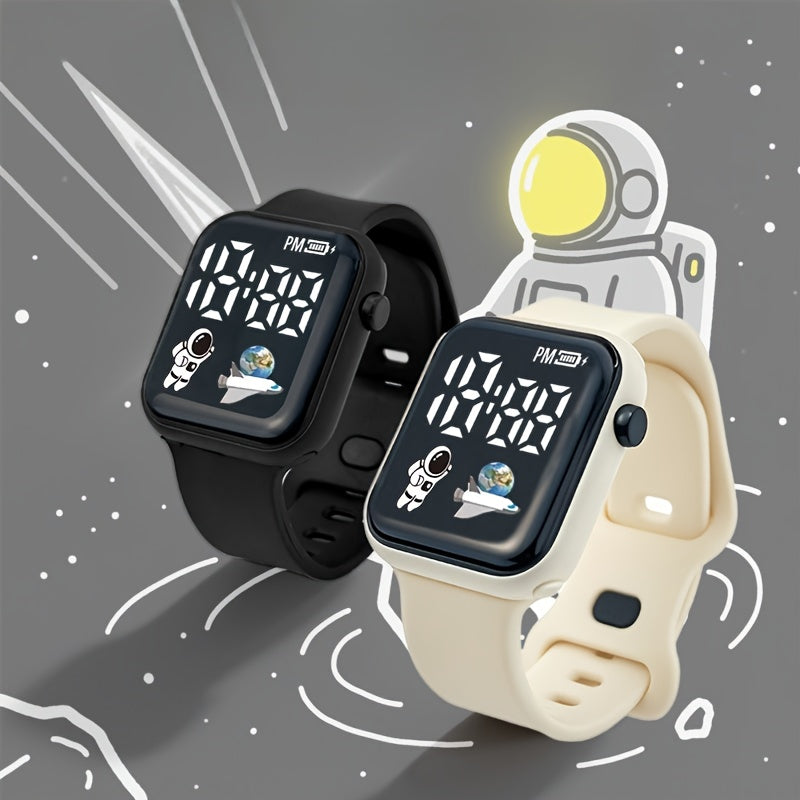 4pcs Teenage Style Luminous Analog Clock Button PVC Strap Watches