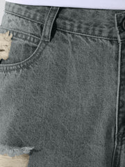 Men's Vintage Ripped Denim Jeans Straight Leg