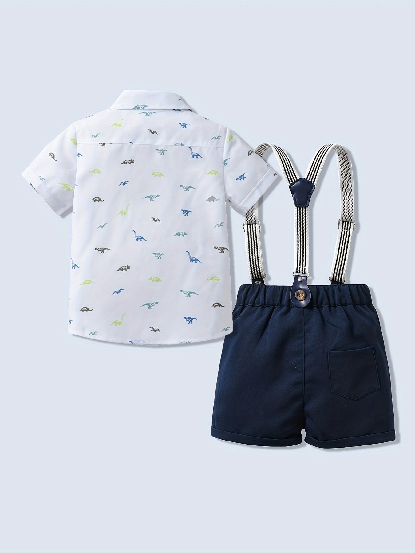 2pcs Bowtie Shirt & Overalls Set for Boys