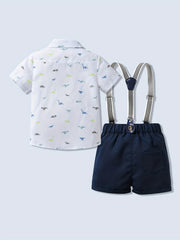 2pcs Bowtie Shirt & Overalls Set for Boys