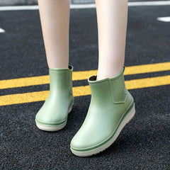 Women's Waterproof Ankle Rainboots, Solid Color
