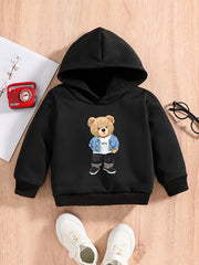 Bear Print Baby's Casual Pullover Hooded Sweatshirt