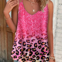 Glitter Leopard Print Tank Top