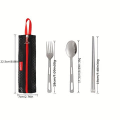 Portable Outdoor Tableware Set with Stainless Steel Chopsticks Spoon and Fork