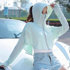 Women's Sun Prot. Ponytail Jacket w/ Breathable Hood Mask