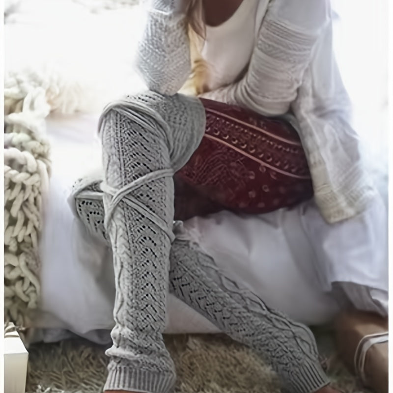 Breathable Knitted Leg Warmers Soft & Comfort Thigh High Socks