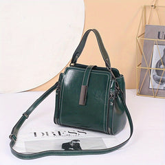 Vintage Leather Crossbody Bag for Women Large Capacity with Removable Strap
