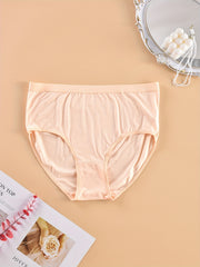 3 Pack Plus Size Panties Set Women's Plus Solid High Waisted Briefs