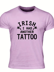 Men's Tattoo Print T shirt Casual Stretch Tee