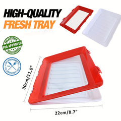 1pc Food Preservation Trays Stackable Reusable Food Tray With Plastic Lid