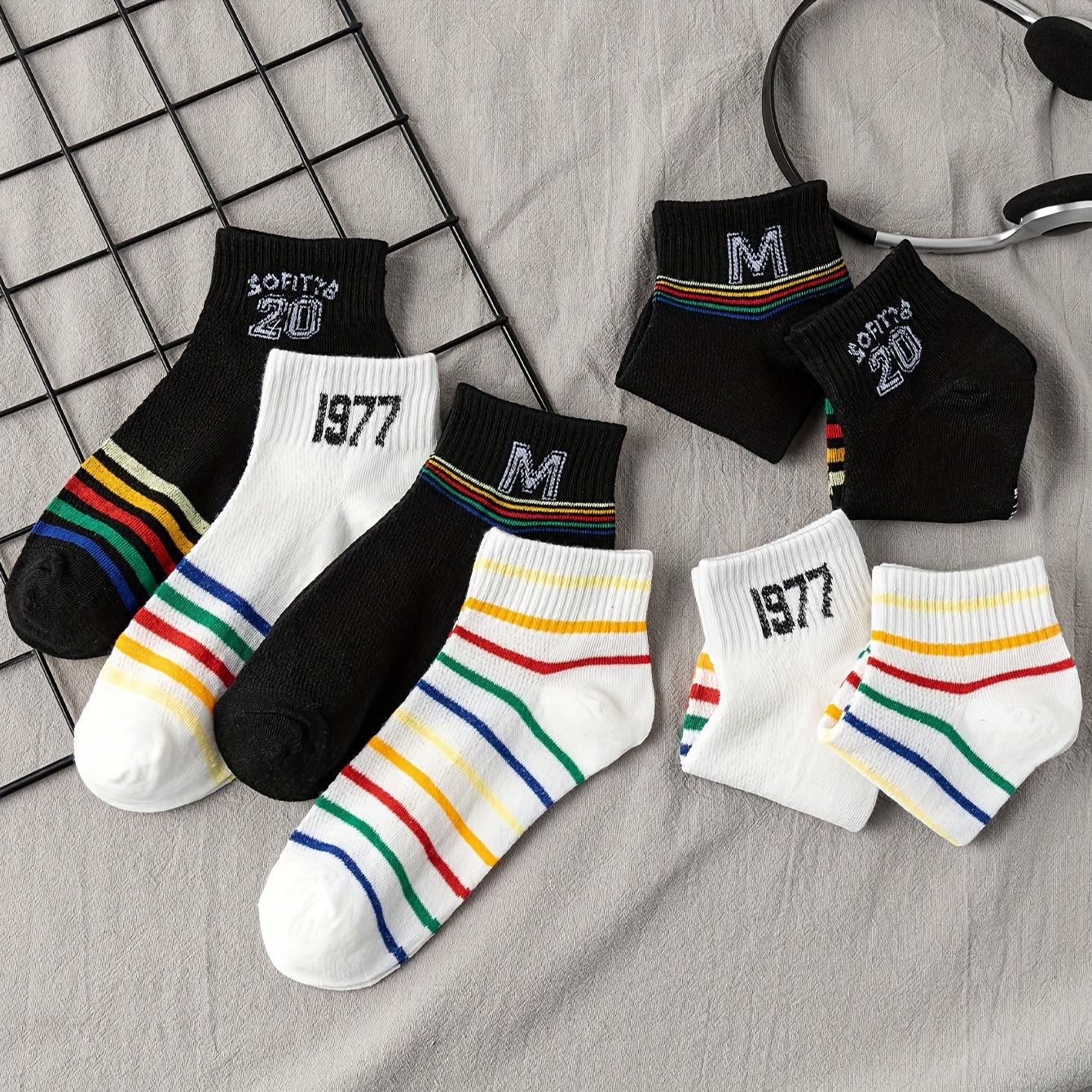 Rainbow Striped Crew Socks Women's Stockings