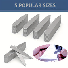 2pcs Metal Collar Stays Silver Brackets Formal Shirts 5 Sizes