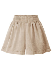 Solid Color Elastic Waist Shorts for Women