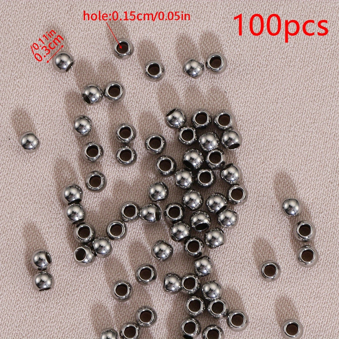 100pcs Stainless Steel European Ball Spacer Beads For Jewelry Making Diy