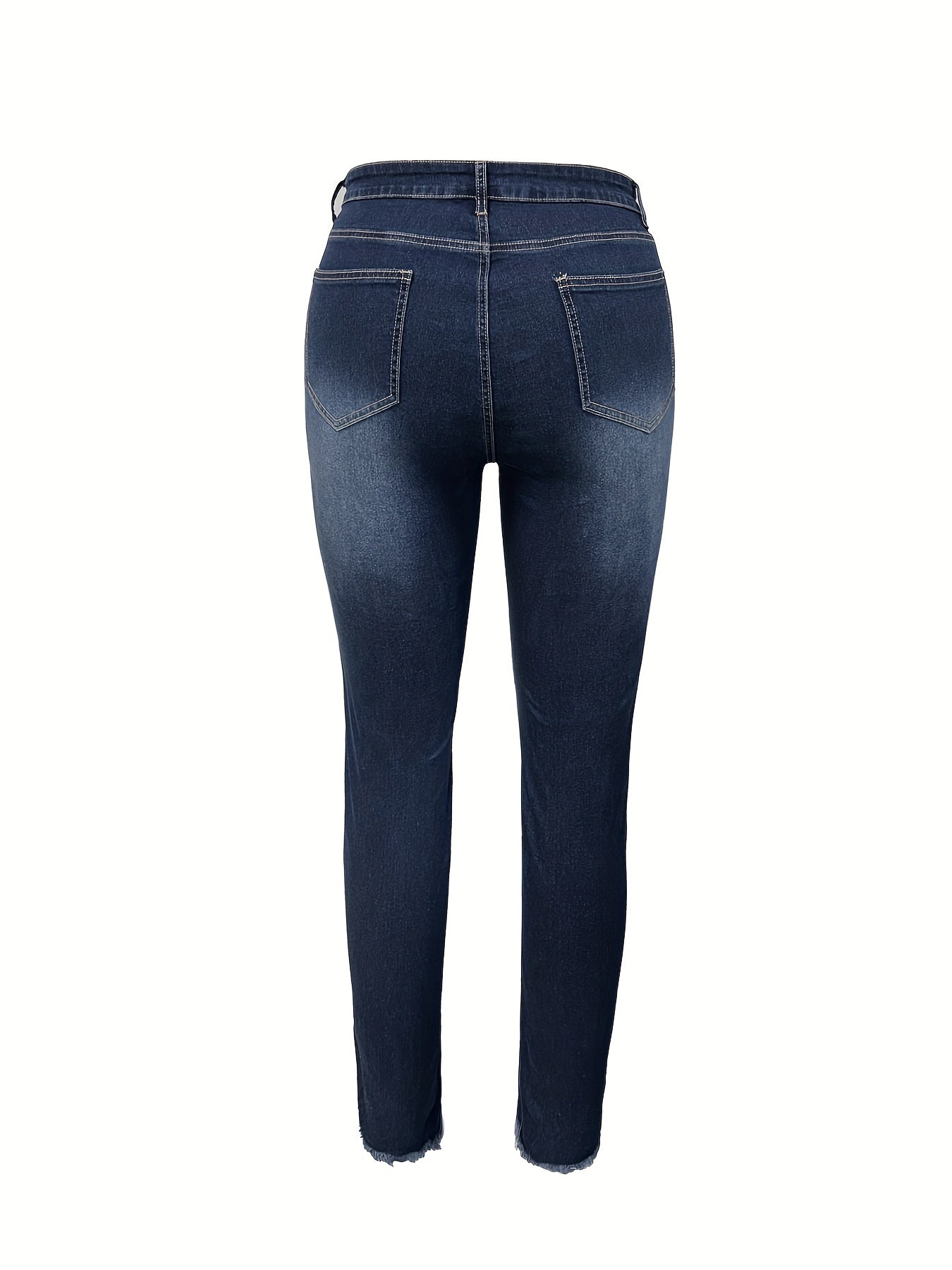 Casual Jeans Women's Plus Washed Ripped Button Fly Jeans