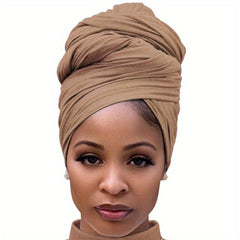 Pleated Head Wrap Big Turban Cap Extra Long Head Scarf
