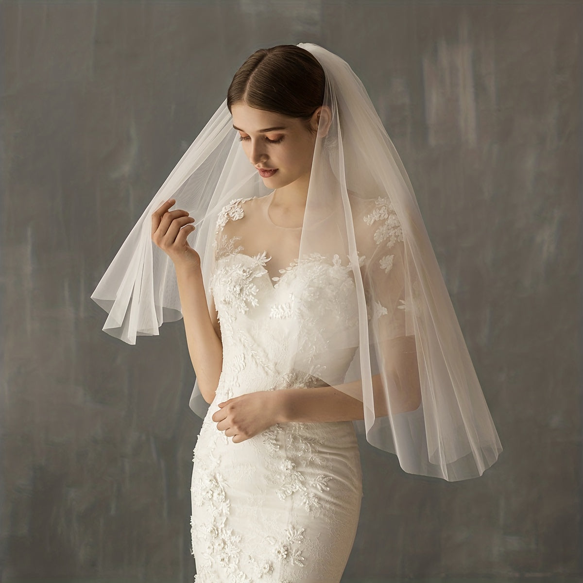 Floral Pattern Bridal Double Layers Veil Wedding Hair Accessories