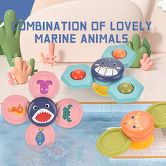 3pcs Cartoon Flower Suction Spinning Toy 0-3 Years Old Baby Teether Bath Toys