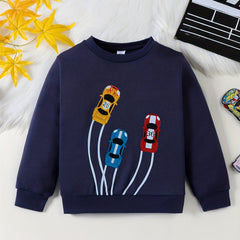 Sports Car Pattern Kid's Thermal Sweatshirt Long Sleeve Top