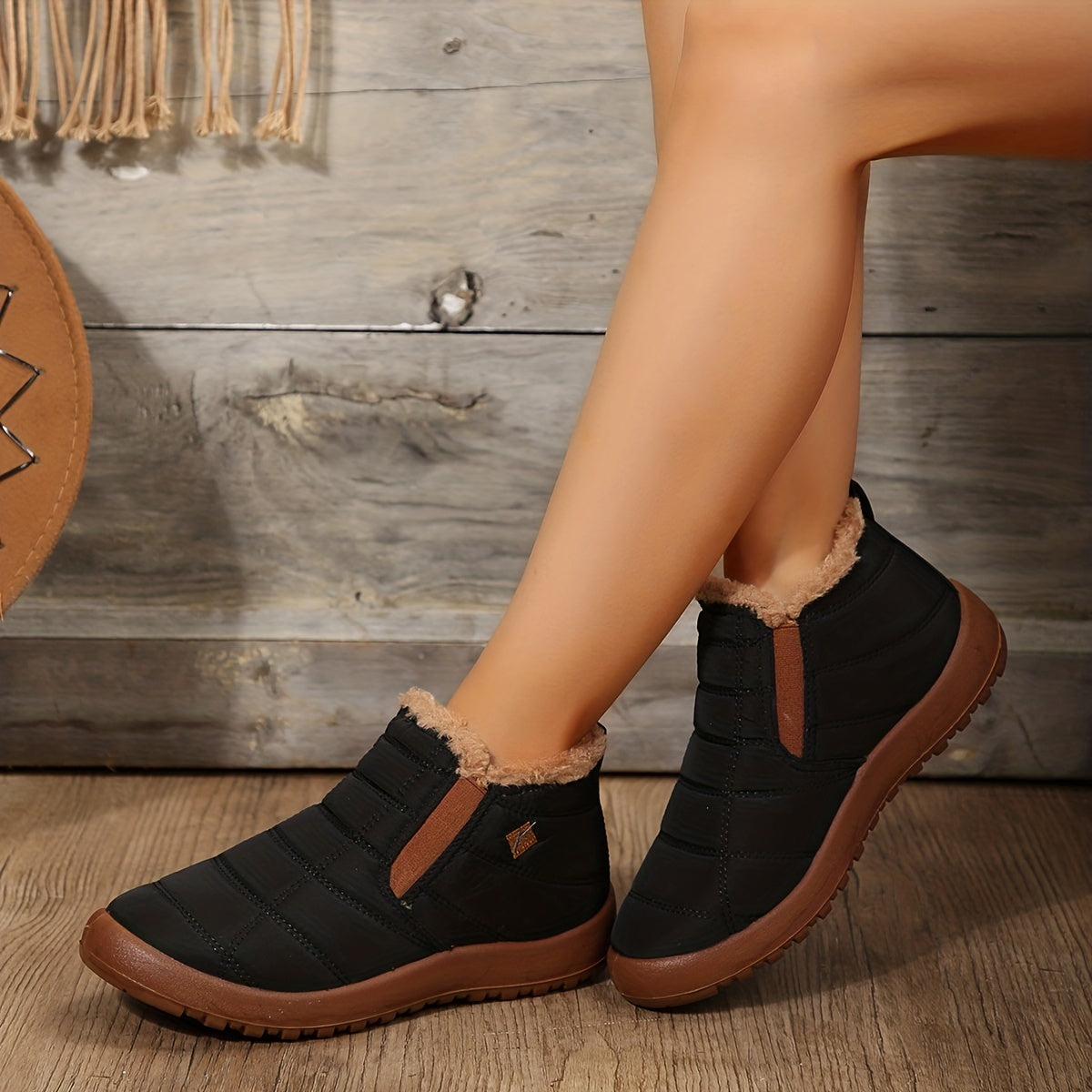 Women's Warm Snow Boots Plush Lined Short Boots Anti-skid Ankle Boots