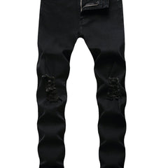 Men's Ripped Knee Slim Fit Stretch Jeans