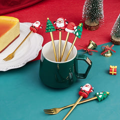 4pcs Santa Claus Christmas Tree Cutlery Set Holiday Dinnerware