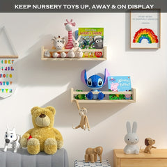 Floating Wall Bookshelves for Nursery & Playroom Decor