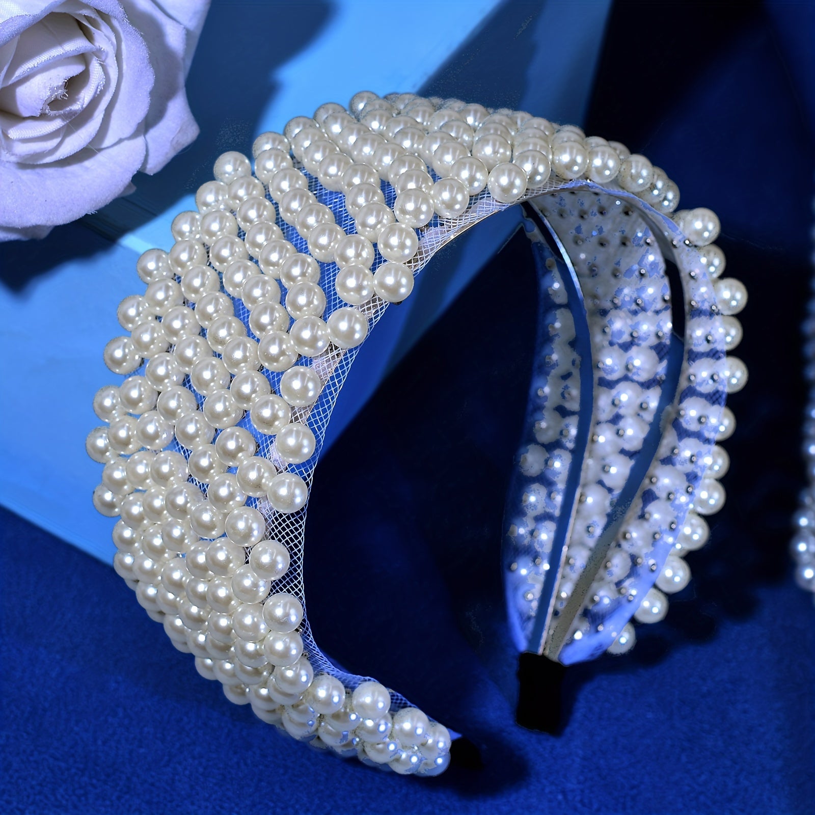 Minimalist Polyresin Beaded Headband Solid Faux Pearl for Daily Wear & Weddings
