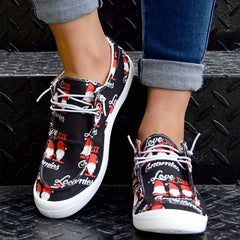 Christmas Hat Pattern Lace Up Walking Shoes