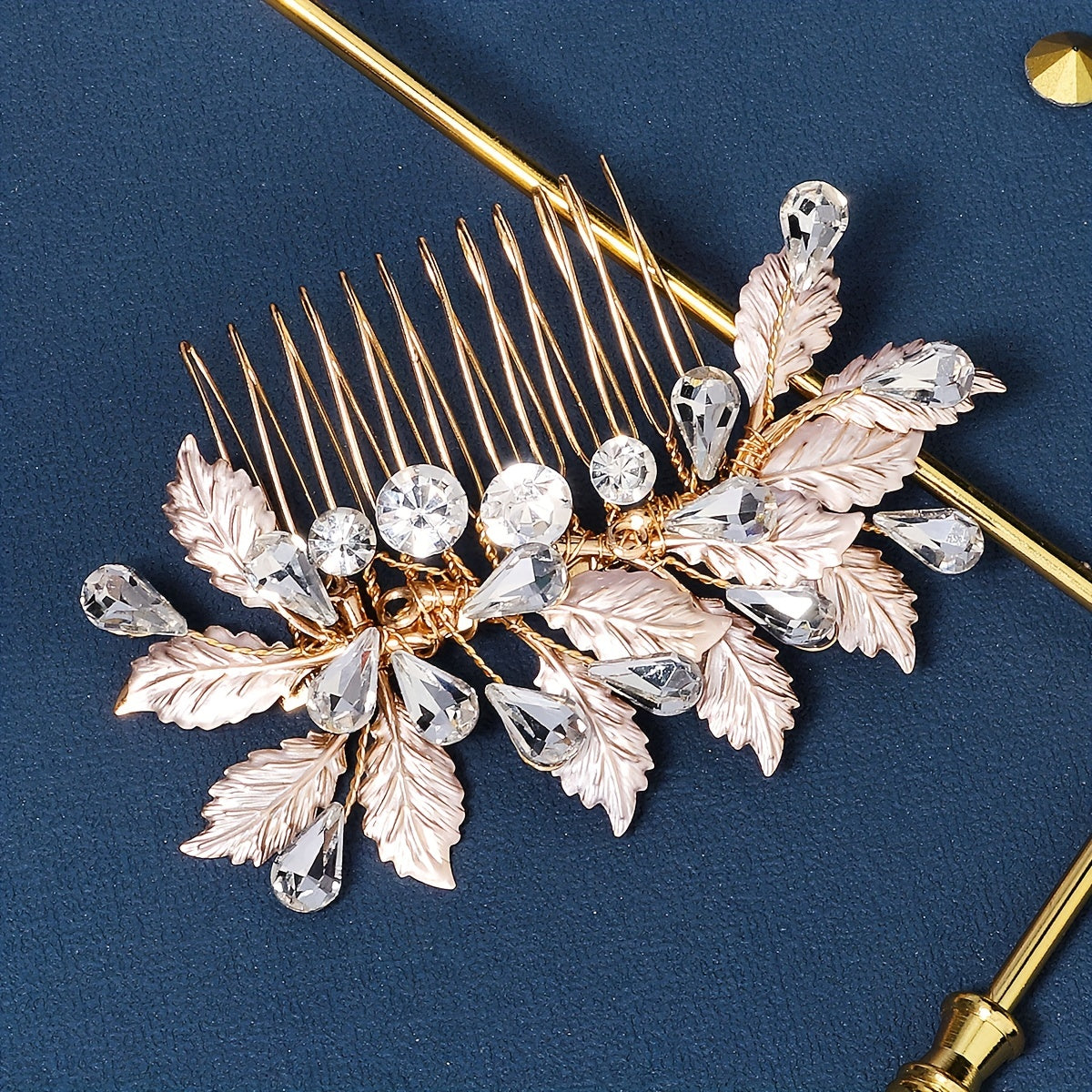 Ancient Style Rhinestone Hair Comb Leaf Insert Bridal Hair Accessorie