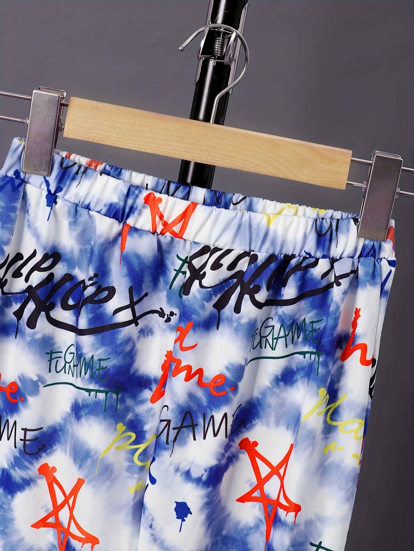 Graffiti Pattern Boy's 2pcs Hoodie & Sweatpants Set Tie Dye Casual Outfits