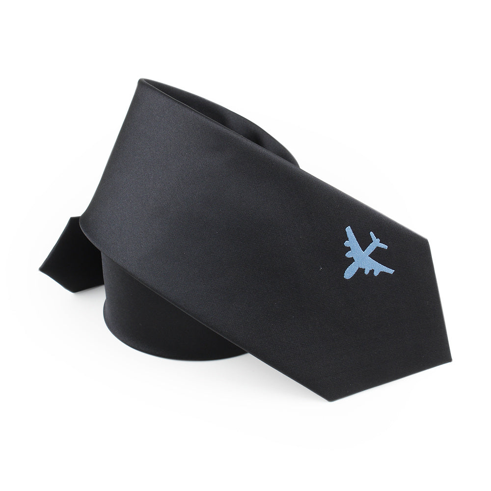 Men's Embroidered Airplane Necktie Tie Neckwear