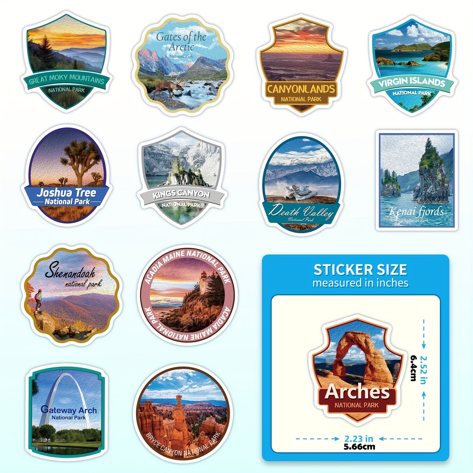 102 National Park Stickers Outdoor Adventure Waterproof Vinyl Travel Stickers