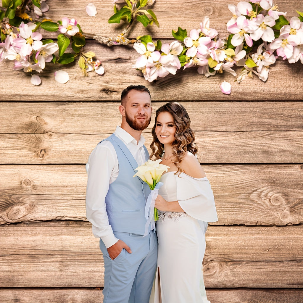 Wood Wall Photography Backdrop Spring Flowers 4x91 Birthday Party Photo Backgrou