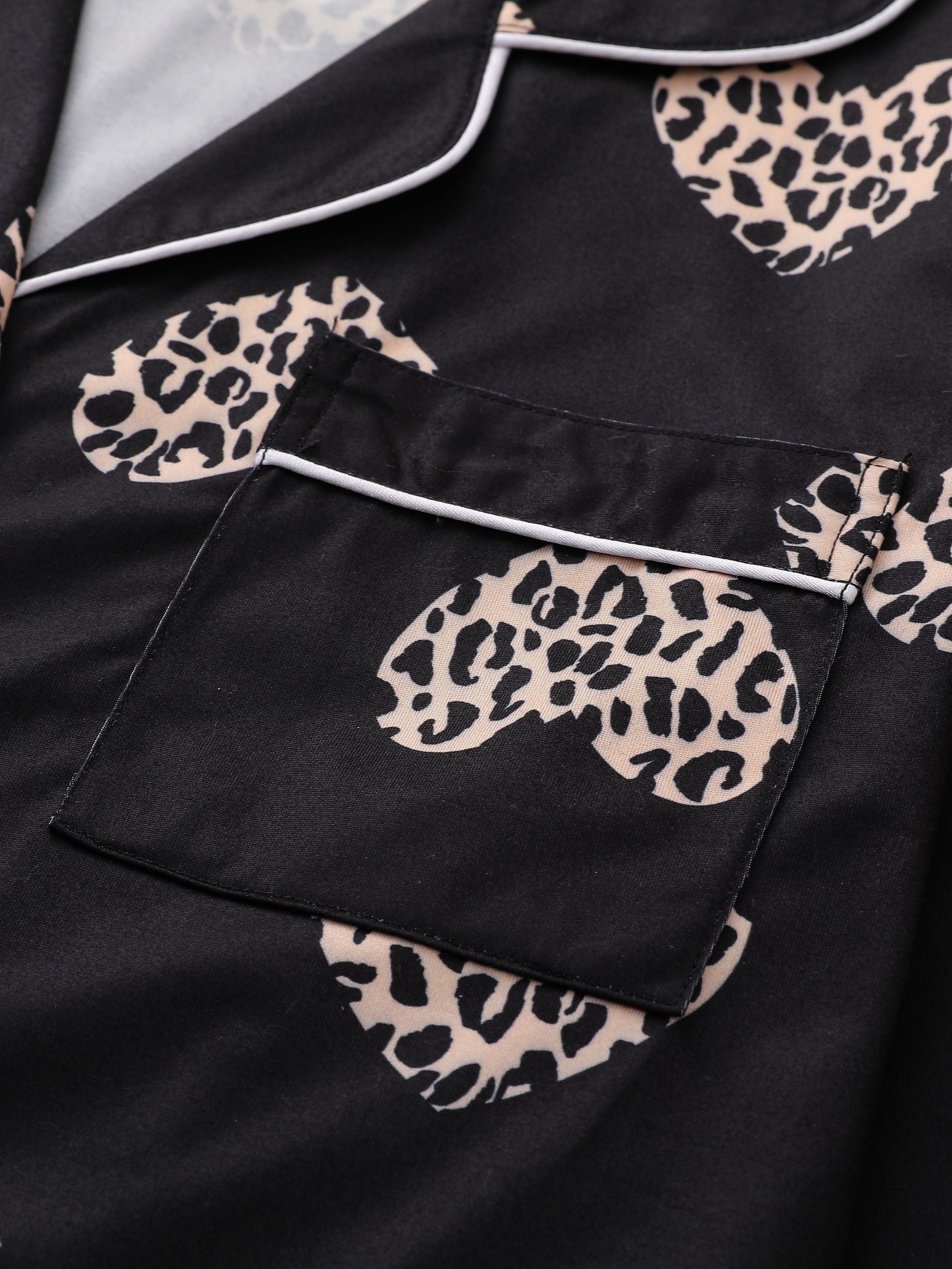 Leopard Print Pajama Set Long Sleeve Top & Pants