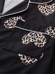 Leopard Print Pajama Set Long Sleeve Top & Pants