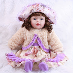 Realistic Reborn Baby Doll in Purple Floral Dress with Bunny Soft Body