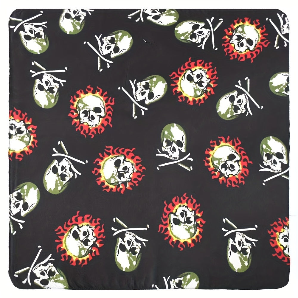 Polyester Skull Print Square Scarf Hip Hop Street Dance Halloween Scarf