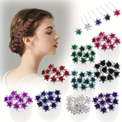 10pcs Rhinestone Flower Hairpin Bridal Wedding Hair Accessories