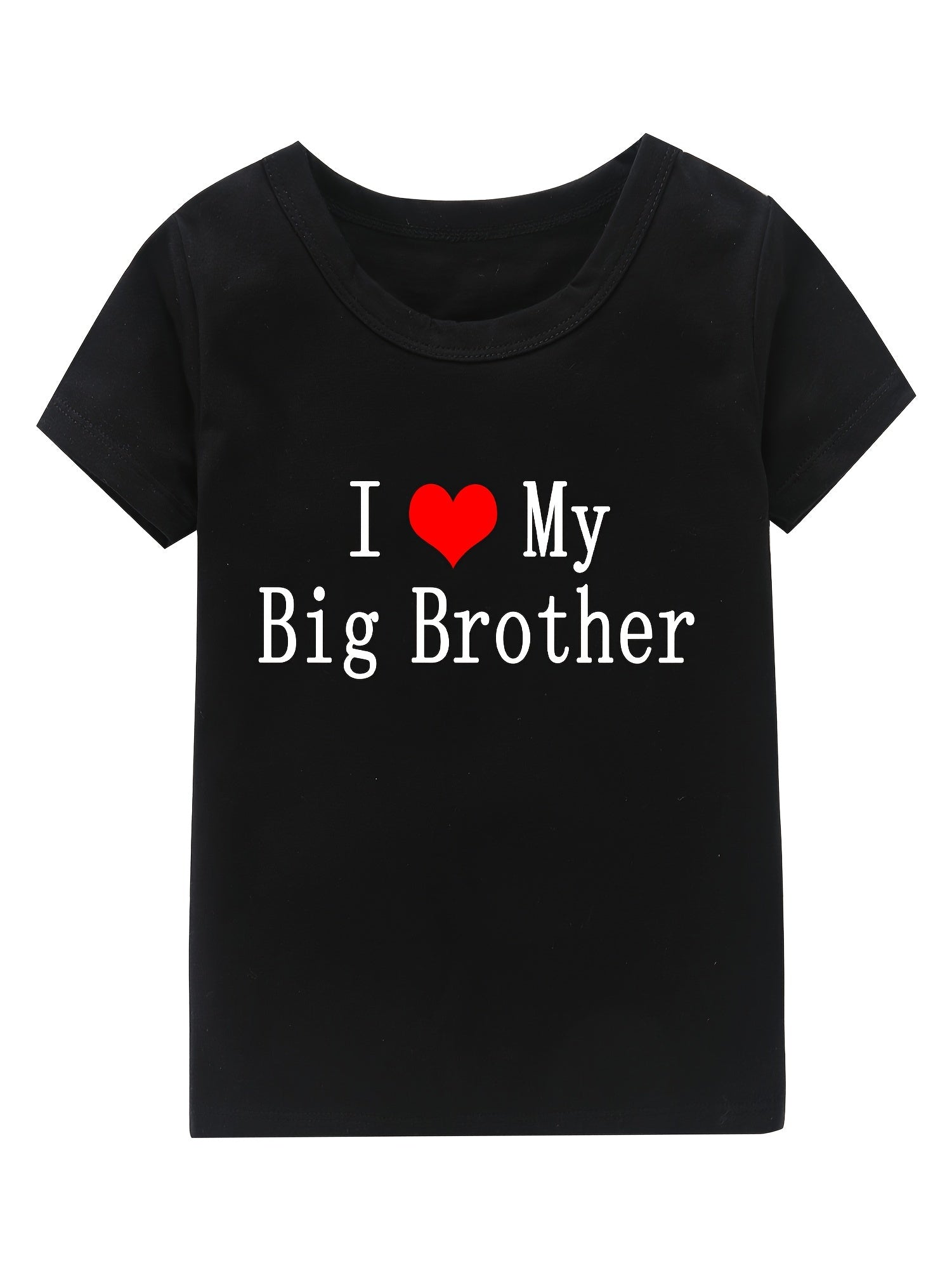Girl's I Love My Big Brother Print Cotton T-shirt for Summer