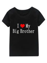 Girl's I Love My Big Brother Print Cotton T-shirt for Summer